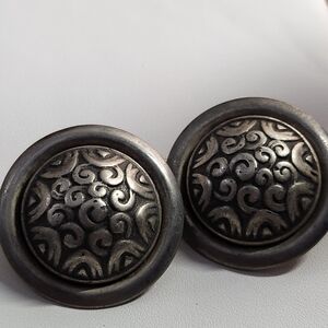 #2490, SIGNED JOELIAN, NEO-BAROQUE EARRINGS FILIGREE PATTERNS.